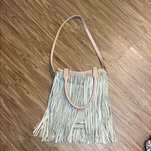 Steve Madden Cream and Tan Fringe Hobo Bag